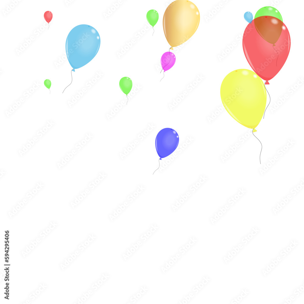 Blue Toy Background White Vector. Confetti Fun Background. Purple Sphere. Green Air. Ballon Celebrate Template.