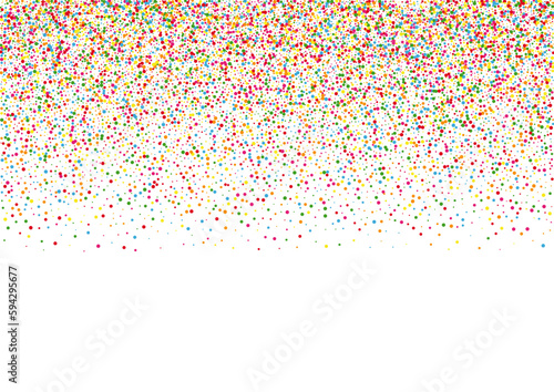Rainbow Round Background White Vector. Polka Group Card. Colorful Wallpaper. Bright Element Banner. Geometric Shrovetide Illustration.