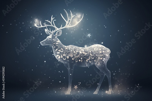 Christmas reindeer with snowflakes. Christmas holiday. Generative AI © Pixel Matrix