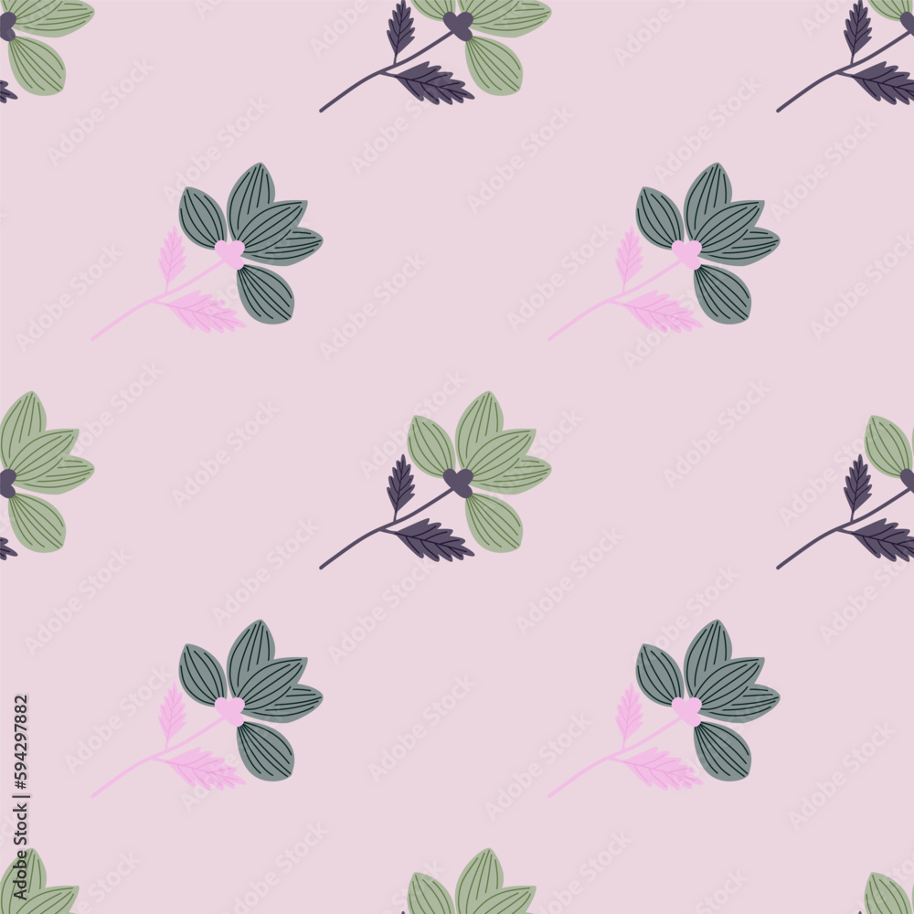 Obraz premium Elegant stylized flower seamless pattern. Abstract floral background. Vintage botanical illustration.