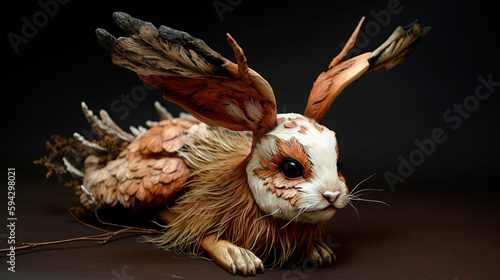 Wolpertinger jackalope of the stuffed rabbit photo