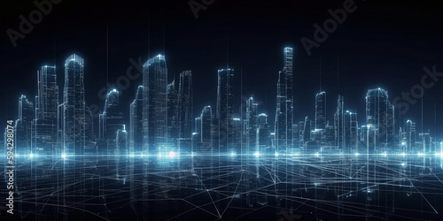 city background  lights and connections  futuristic