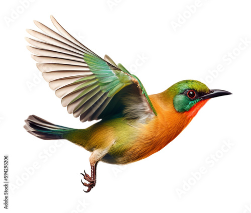Bird flying in transparent background. Generative AI.