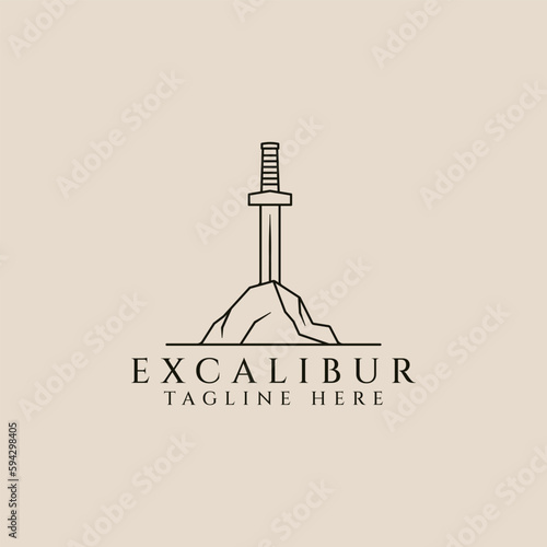 excalibur line art logo  icon and symbol  vector illustration design