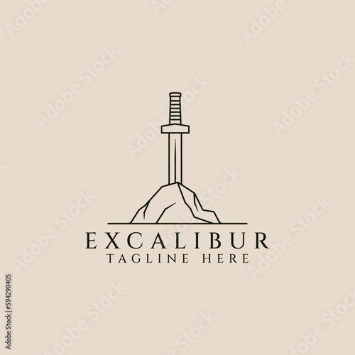 excalibur line art logo, icon and symbol, vector illustration design
