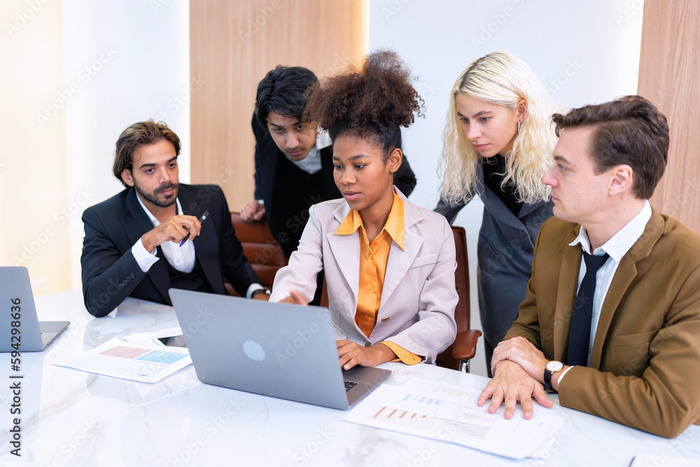 Fototapeta premium Employee on job corporate Business colleagues around the table making strong business team