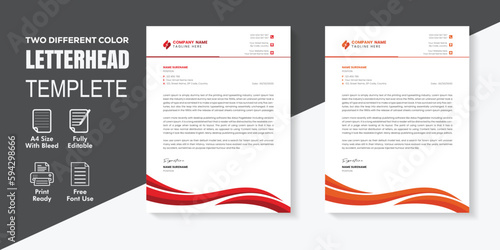 Modern Professional Clean Abstract Business Style Corporate Official Letterhead Template Design With Color Variation Bundle