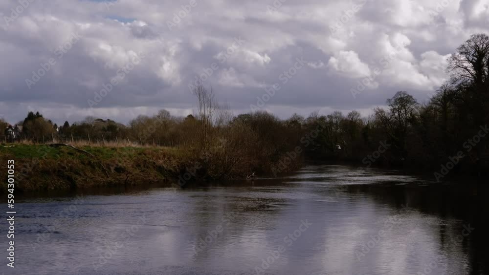 River Aire in Yorkshire England wide tilting establishing shot River Aire in Yorkshire England wide tilting establishing shot
