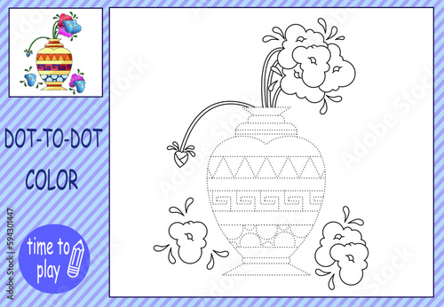 Collections of mini-games. Connect the dots and color the picture. vase