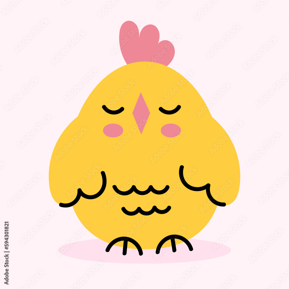 Cute little yellow chick. Baby bird, farm animals. Cartoon vector baby illustration isolated on white background