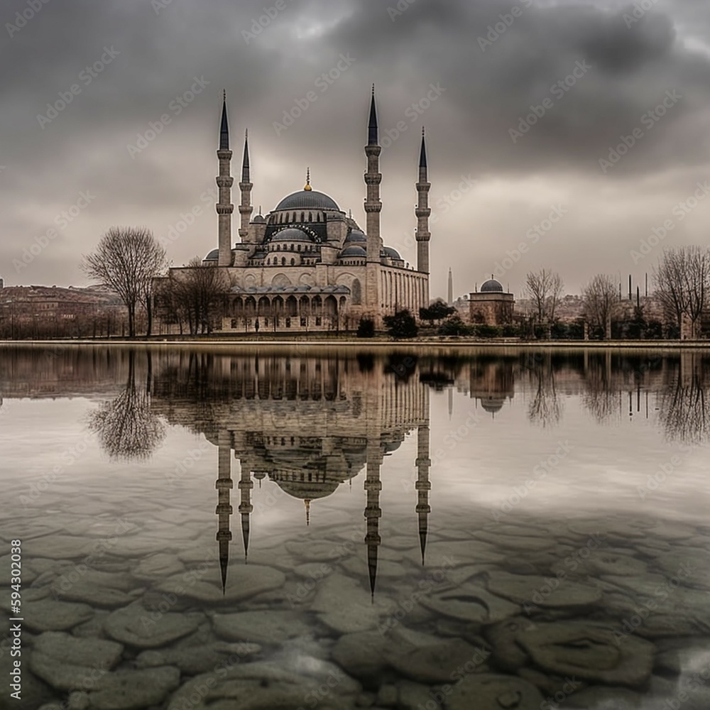Fototapeta premium The biggest mosque in Istanbul Turkiye of Sultan Ahmed Ottoman Empire