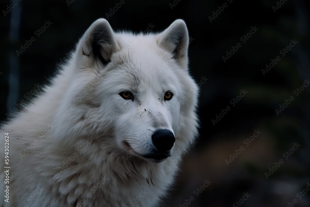 A White Wolf With Blue Eyes Looking At The Camera With A Black Background Tundra Wildlife Photography Wildlife Generative AI A White Wolf With Blue Eyes Looking At The Camera With A Black Background Tundra Wildlife Photography Wildlife Generative AI
