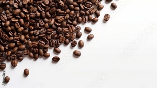 Roasted coffee beans on a white background. Generative ai © cac_tus