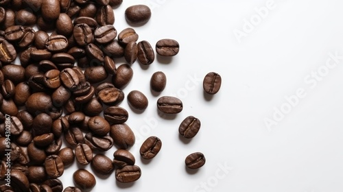 Roasted coffee beans on a white background. Generative ai