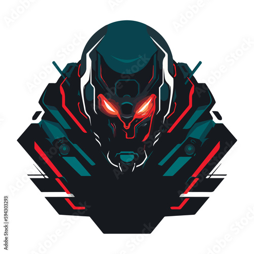 Cyborg mech warrior e-sport emblem logo. Cyborg vector illustration for print.