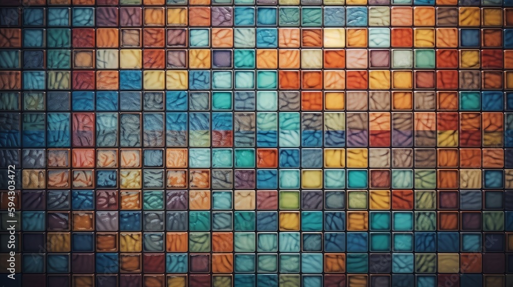 Vibrant background made up of various sized squares in different colors. Generative AI