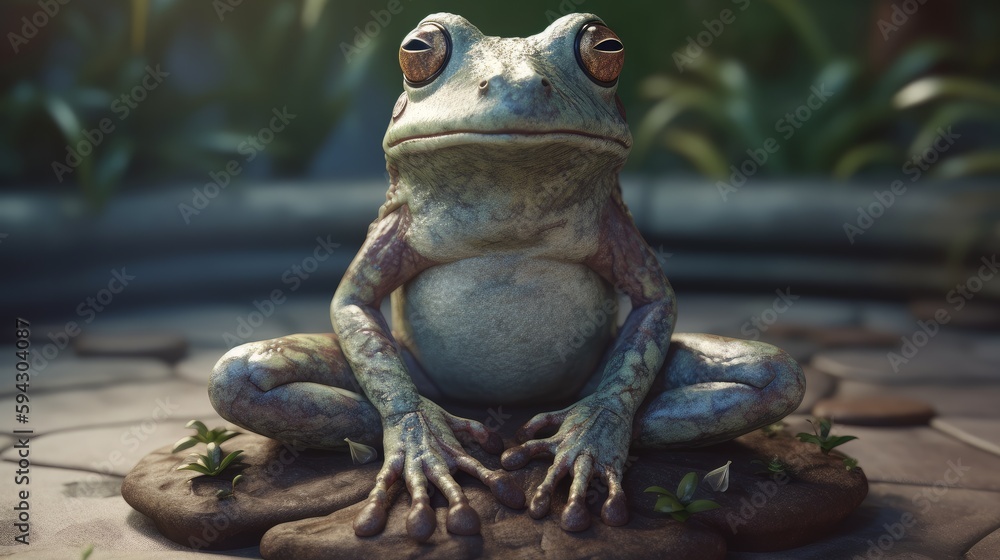 Frog meditation, chakras. Generative ai Frog meditation, chakras. Generative ai