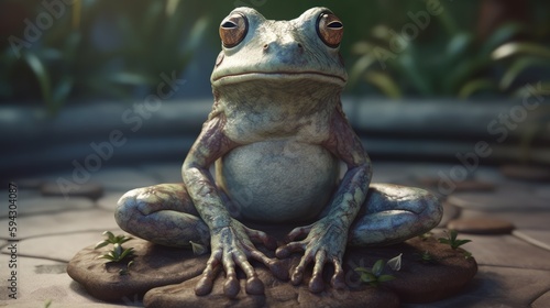 Frog meditation, chakras. Generative ai © cac_tus