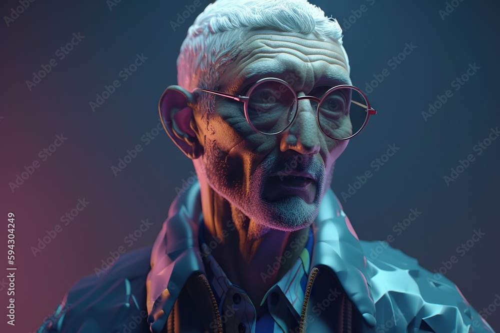 A Man With Glasses And A Blue Shirt Is Looking At The Camera Arcade Photorealism 3d Modeling Generative AI A Man With Glasses And A Blue Shirt Is Looking At The Camera Arcade Photorealism 3d Modeling Generative AI