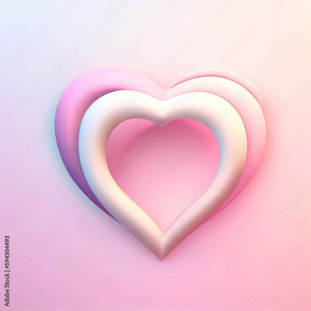 pastel pink and red soft 3D heart shape frame design with Generative AI.