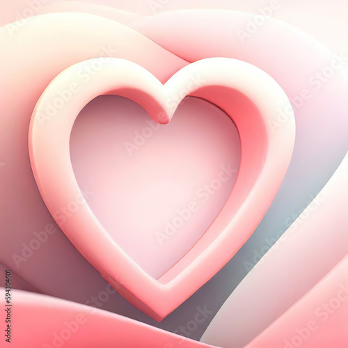 pastel pink and red soft 3D heart shape frame design with Generative AI.