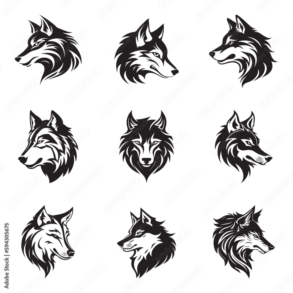 Fototapeta premium Wolf logo set - Premium design collection - Vector Illustration