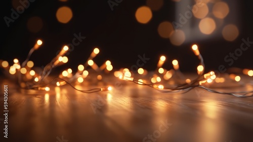 Glitter lights grunge background, glitter defocused abstract Twinkly Lights and Stars Christmas Background. Generative ai
