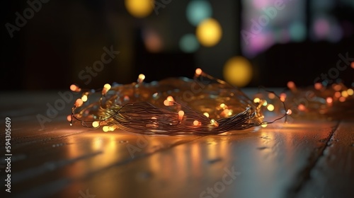 Glitter lights grunge background, glitter defocused abstract Twinkly Lights and Stars Christmas Background. Generative ai