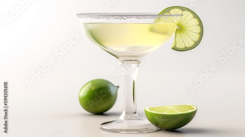 Key Lime Martini Cocktail, isolated on white background - Generative AI