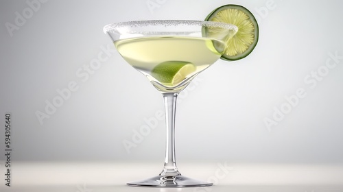 Key Lime Martini Cocktail, isolated on white background - Generative AI