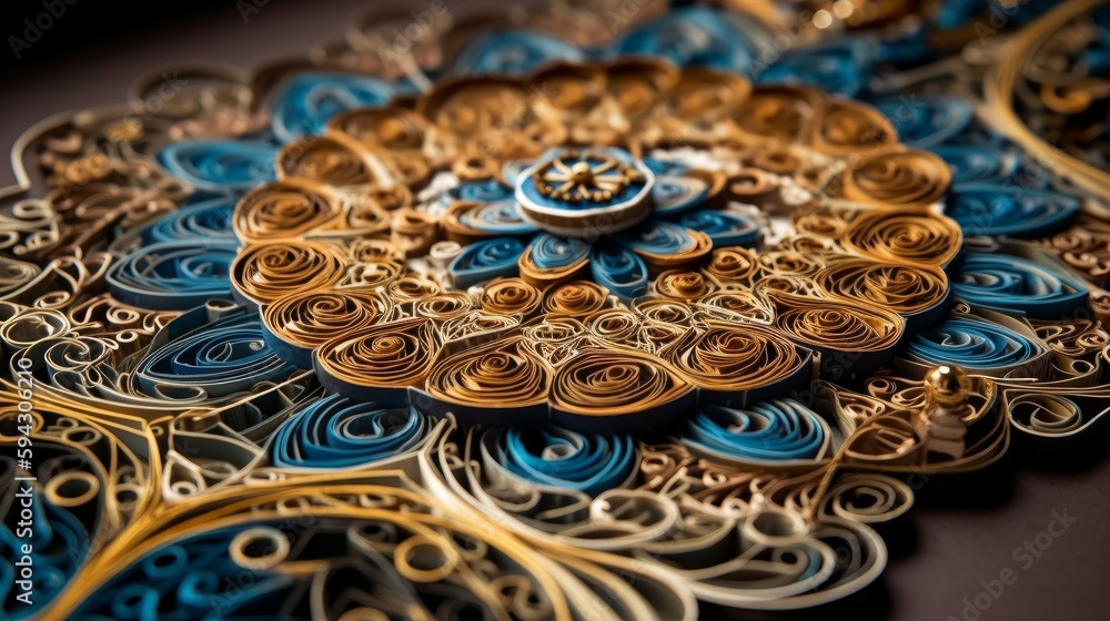 Quilling card with intricate Arabic paper graphic of Islamic theme. Generative ai Quilling card with intricate Arabic paper graphic of Islamic theme. Generative ai