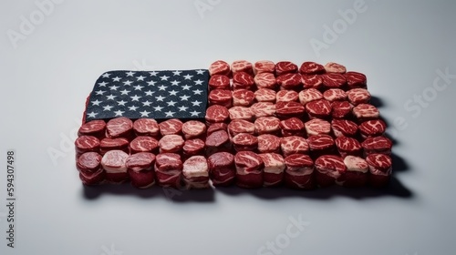 Usa flag made out of steaks. Generative ai