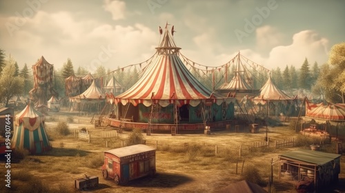 Vintage summer circus and carnival background. Generative ai