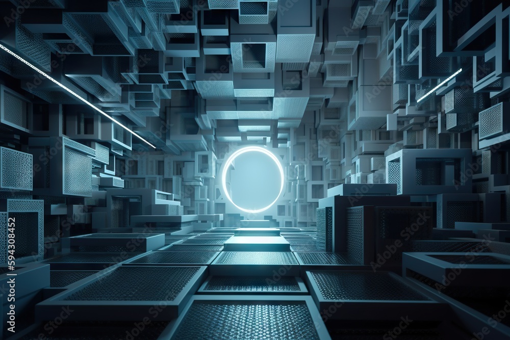 A Dark Room With A Round Light In The Middle Of It Factory Animation Motion Graphics Generative AI A Dark Room With A Round Light In The Middle Of It Factory Animation Motion Graphics Generative AI