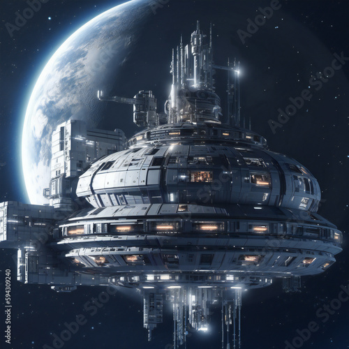 Fototapeta Naklejka Na Ścianę i Meble -  未来の宇宙旅行を実現する宇宙ステーション