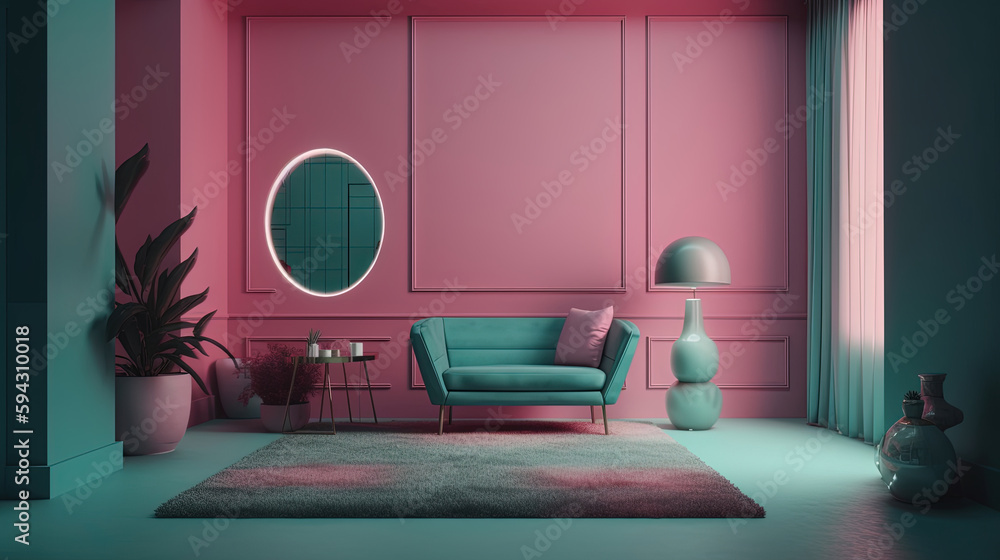 Modern living room with pastel colour. Generative AI. Modern living room with pastel colour. Generative AI.