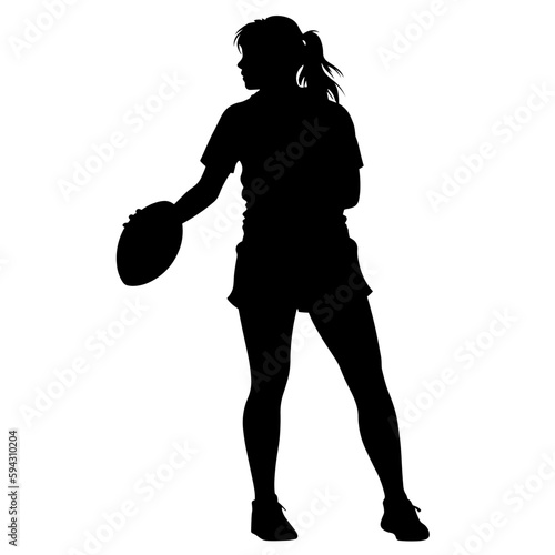 female rugby silhouette, isolated on a white background, Vector illustration 
