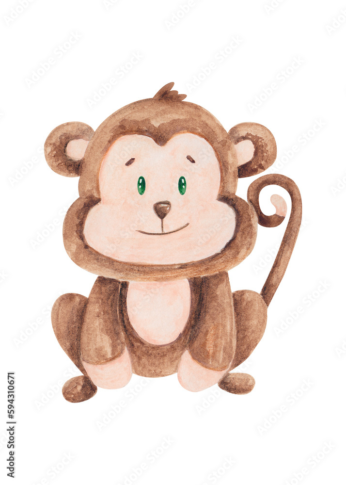Obraz premium Watercolor hand drawn cute safari animals