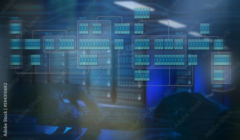 IT engineer plan and design new data center server room. Cloud technology, data processing concept. IT engineer plan and design new data center server room. Cloud technology, data processing concept.