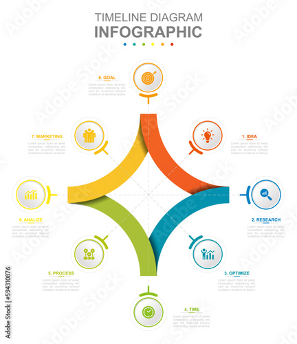 Infographic business template. Cycle diagram divided into 4 segments. Concept presentation.