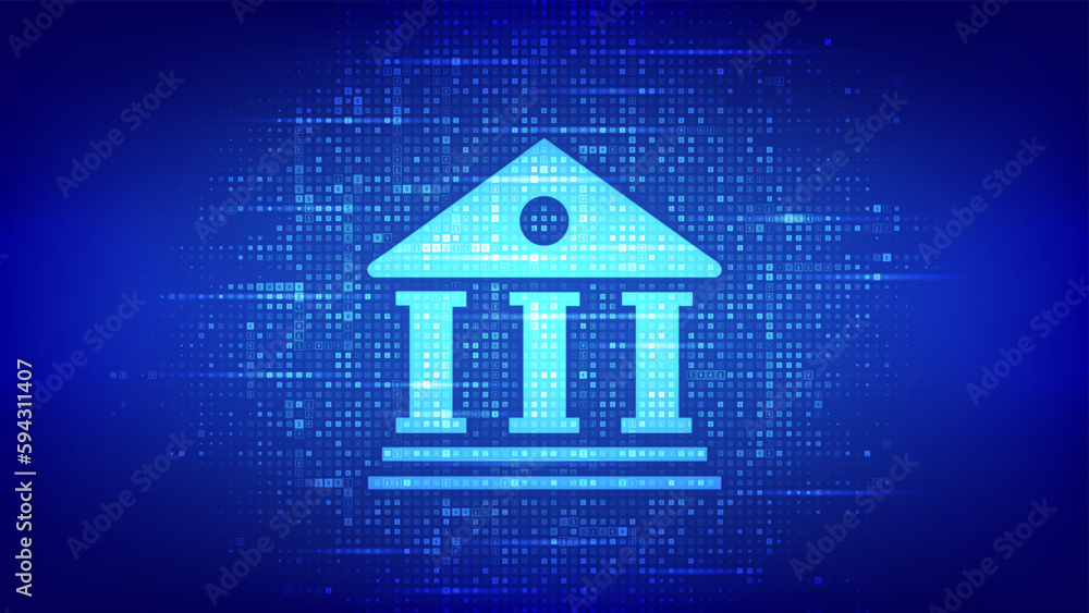 Banking service background. Bank building icon made with currency symbols. Dollar, euro, yen and pound icons. Background with currency signs. Bank financing, money exchange. Vector illustration. Banking service background. Bank building icon made with currency symbols. Dollar, euro, yen and pound icons. Background with currency signs. Bank financing, money exchange. Vector illustration.