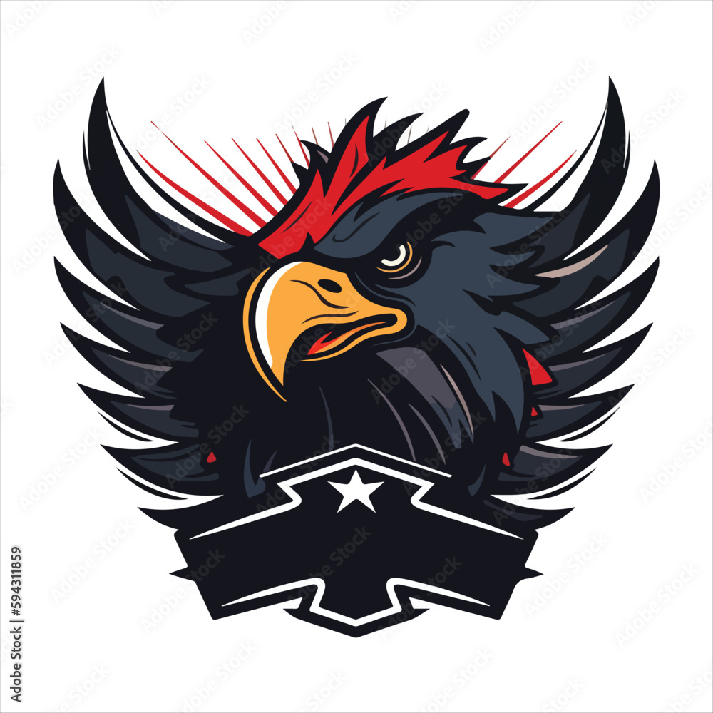 Obraz premium Furious eagle sport vector logo concept isolated on white background. Web infographic. Premium quality wild bird t-shirt tee print illustration.