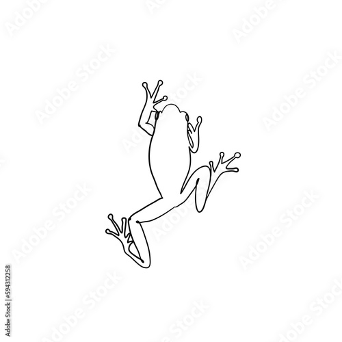 Stock  illustration.One single line drawing of cute frog for company logo identity. Amphibian animal icon concept. Trendy continuous line draw  graphic illustration.