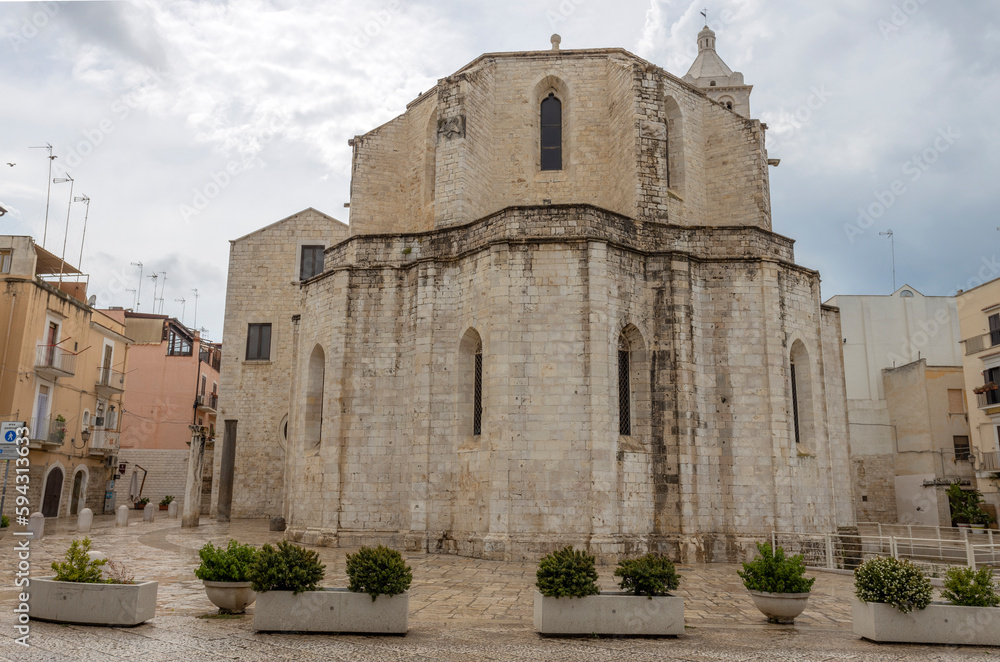 BARLETTA, ITALY, JULY 8, 2022 - View of Basilica Co-Cathedral of Santa Maria Maggiore in Barletta, Apulia, Italy