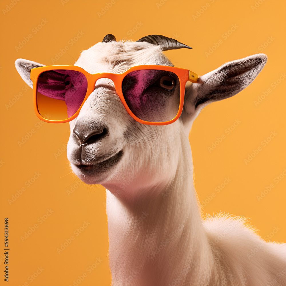 Goat wearing trendy sunglasses AI generated Stock Illustration | Adobe Stock
