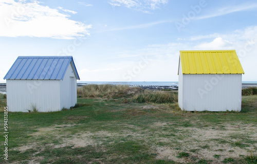 Cabines de plages-4, Normandie, presqu'île du Cotentin