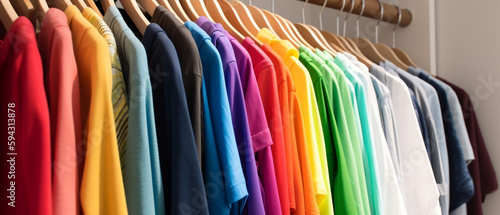  Fashion clothes on clothing rack colorful closet 
