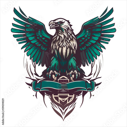 Furious eagle sport vector logo concept isolated on white background. Web infographic. Premium quality wild bird t-shirt tee print illustration.