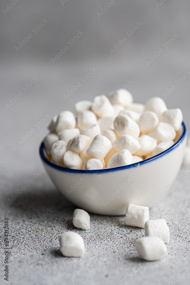 Christmas dessert mini marshmallow in the bowl Christmas dessert mini marshmallow in the bowl