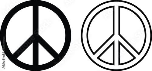peace icon vector in two styles isolated on white background